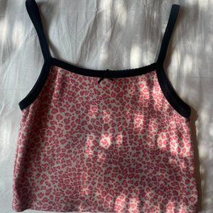 Brandy Melville Women's Pink and Black Crop-top